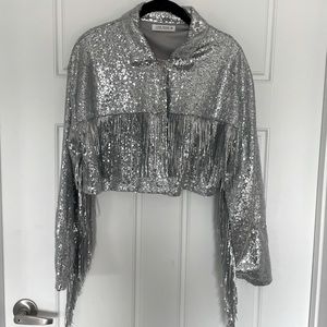 ERAS TOUR Silver Sequin Fringe Jacket